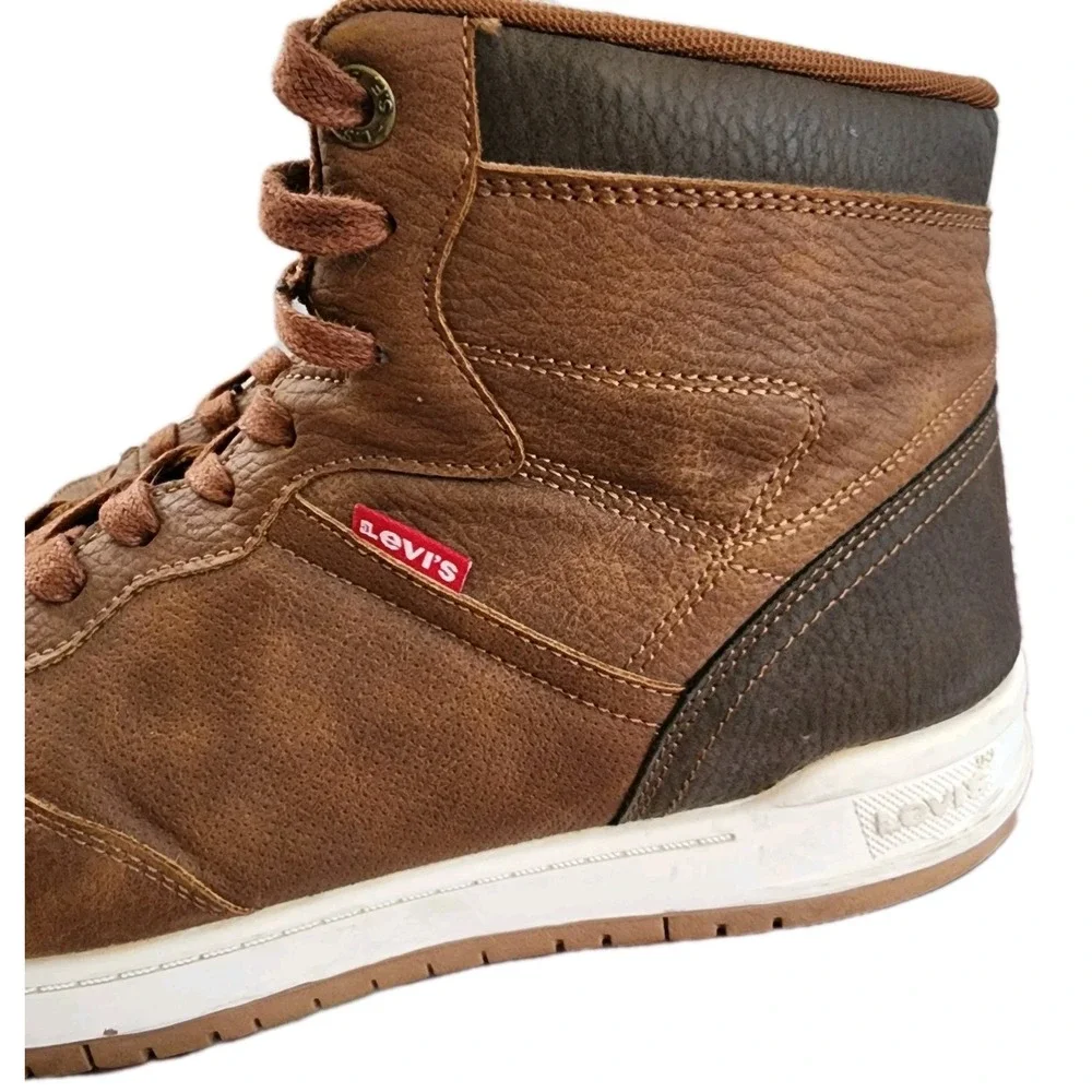 Levi's Men's Brown High Top Sneakers Boots Sz 12 Casual Skate Retro Lace-Up Logo